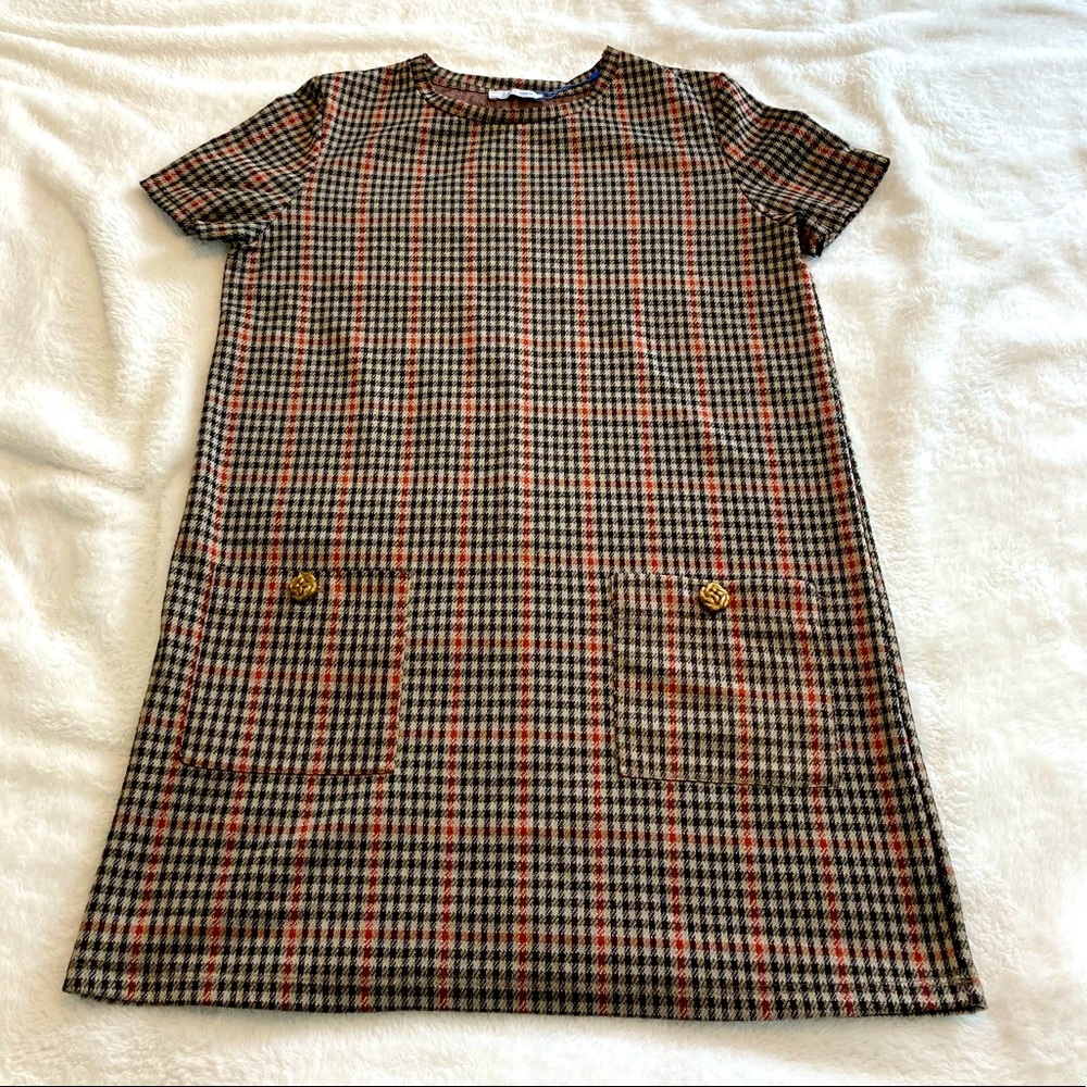 Zara plaid shift dress
